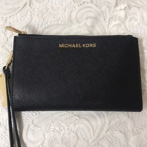 Michael kors double zip wristlet black
